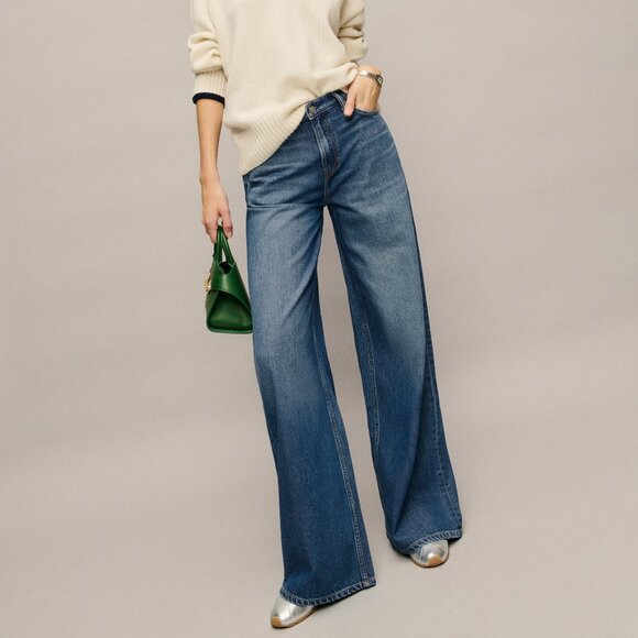 Reformation Denim - NEW Reformation Rui Lived-in Wide Leg Baggy Jeans Blue - Size 27
